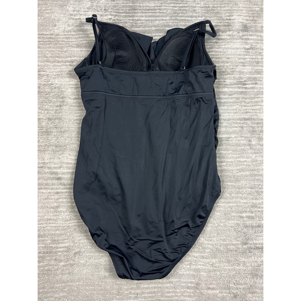 Time and Tru Swimsuit Women XL Black One Piece Ruffle Surplice Ruched TTSL19102 - Picture 7 of 16